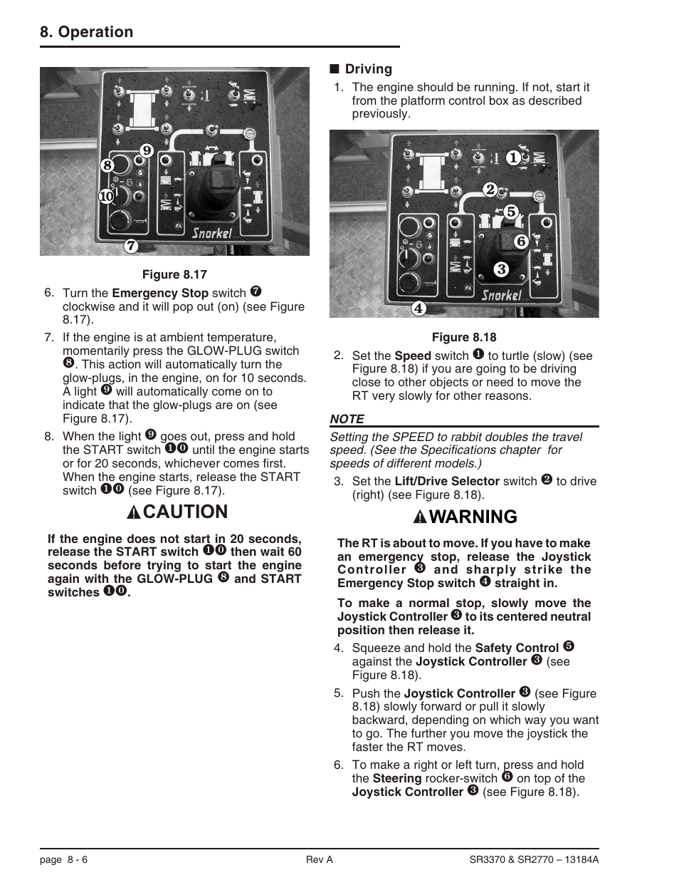 Driving 8-6, Driving, 8-6, Driving -6 | Caution, Warning, Operation | Snorkel X33BE-sn10131+V-1 User Manual | Page 53 / 82