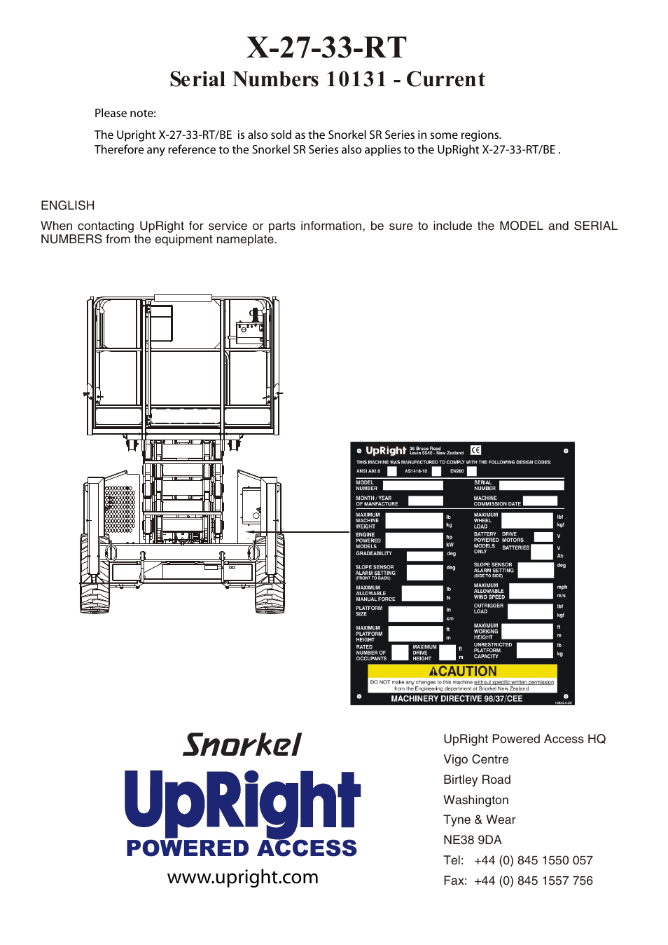 X-27-33-rt, Powered access | Snorkel X33BE-sn10131+V-2 User Manual | Page 3 / 82