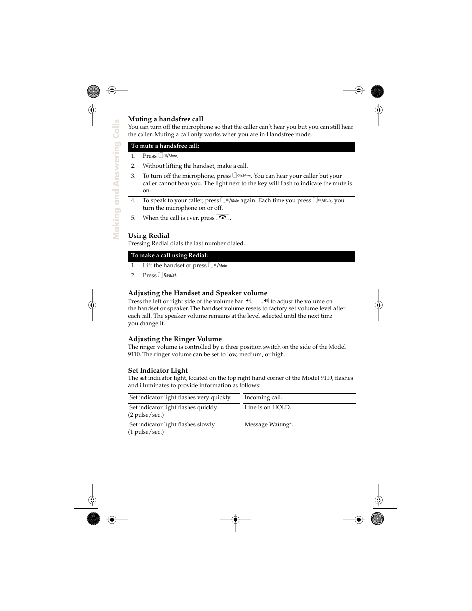 Making and answering calls | Aastra Telecom 9110 User Manual | Page 10 / 15