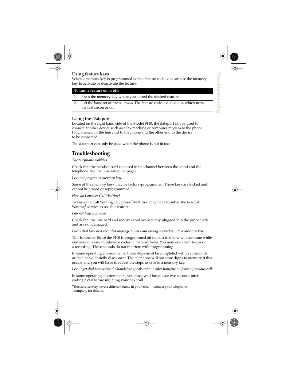 Troubleshooting | Aastra Telecom 9110 User Manual | Page 13 / 15