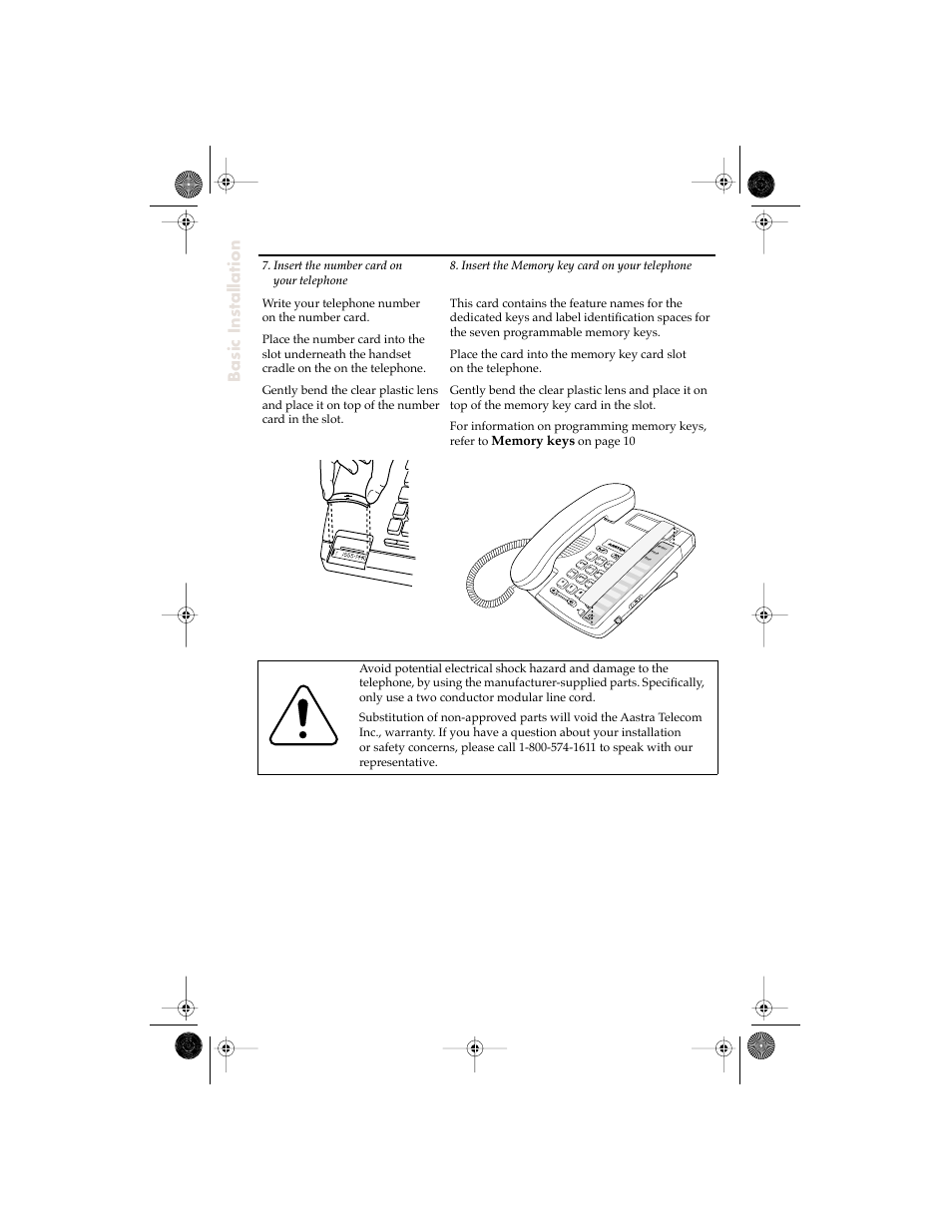 Basic installation | Aastra Telecom 9110 User Manual | Page 8 / 15