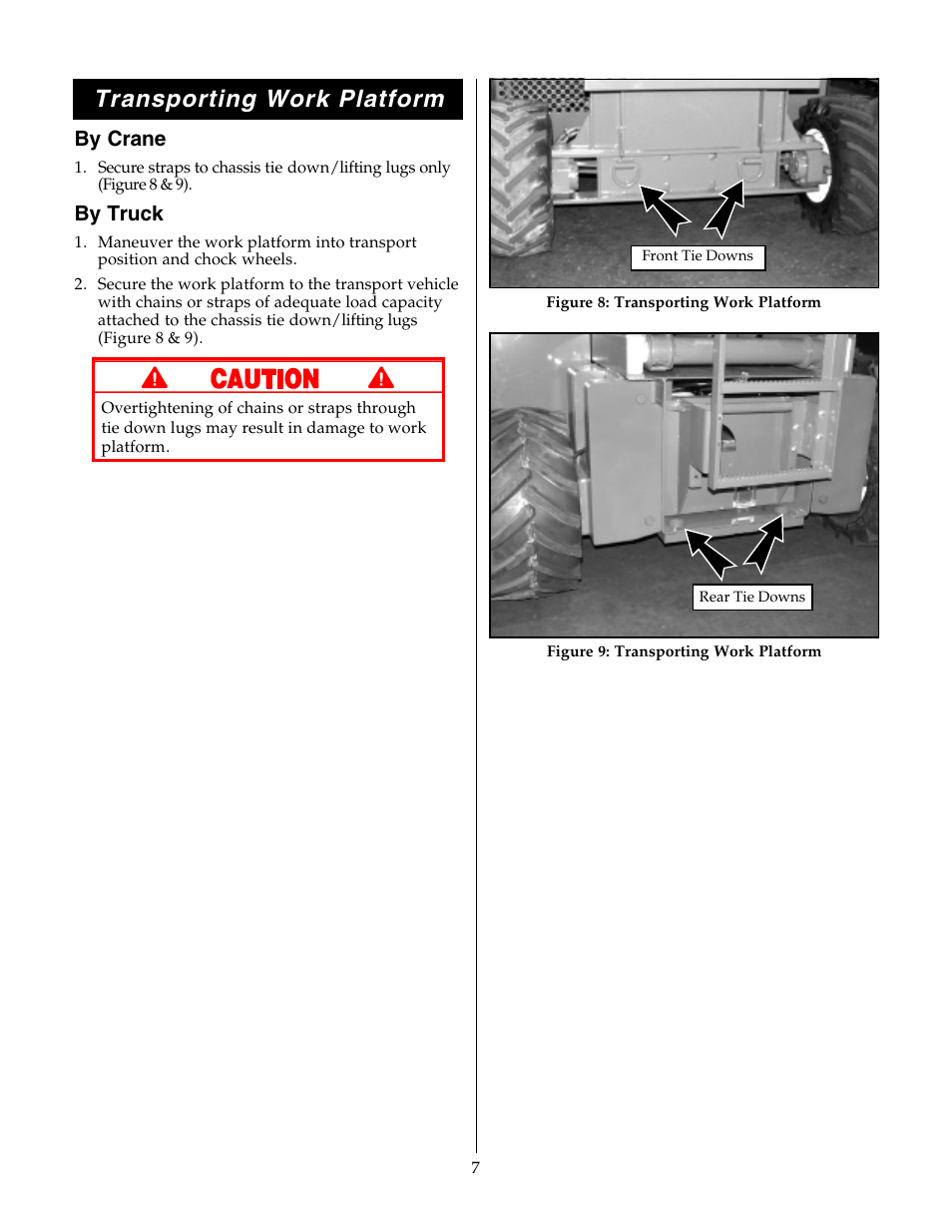Transporting work platform, By crane, By truck | Snorkel XRT33-sn1000-2299ANSI User Manual | Page 7 / 12
