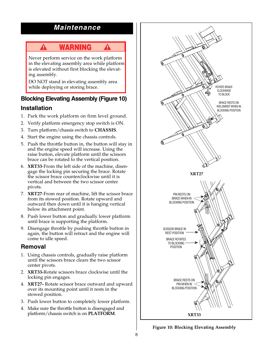 Maintenance, Removal | Snorkel XRT33-sn1000-2299ANSI User Manual | Page 8 / 12