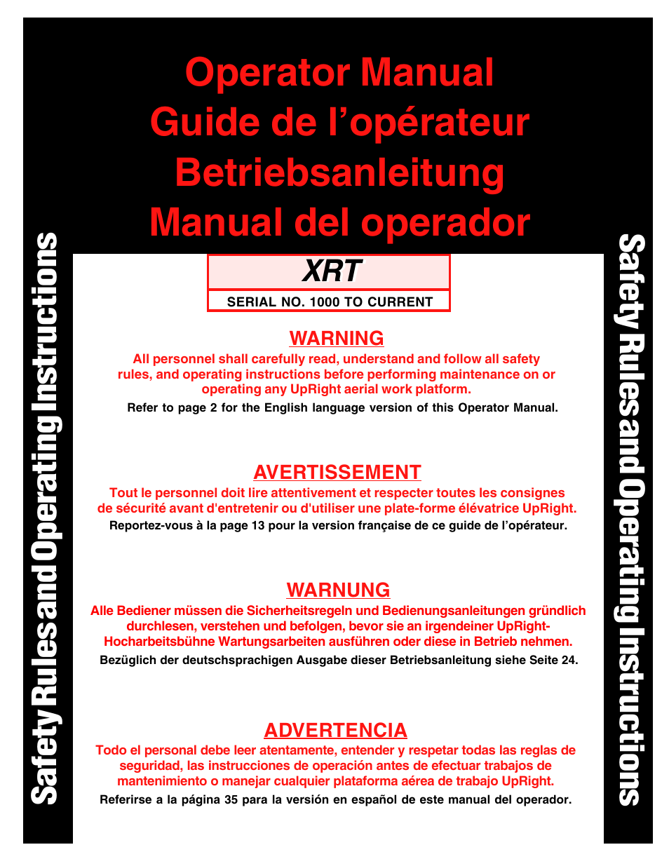 Snorkel XRT33-sn1000-2299CE User Manual | 52 pages
