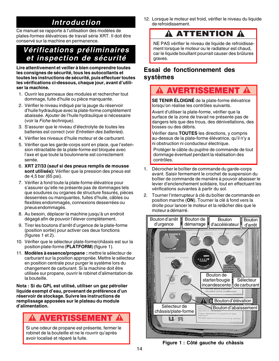 Introduction, Essai de fonctionnement des systèmes | Snorkel XRT33-sn1000-2299CE User Manual | Page 14 / 52