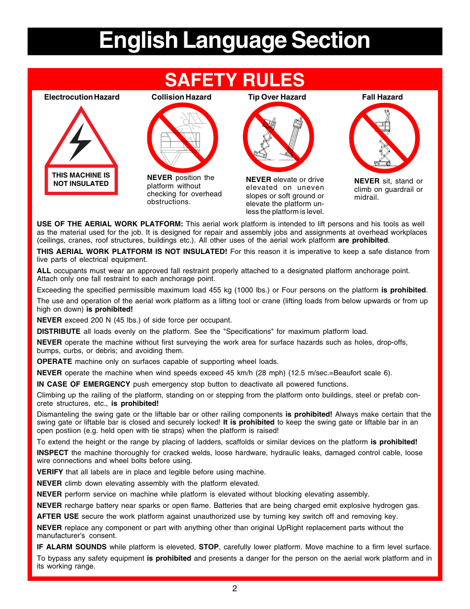 Safety rules | Snorkel XRT33-sn1000-2299CE User Manual | Page 2 / 52