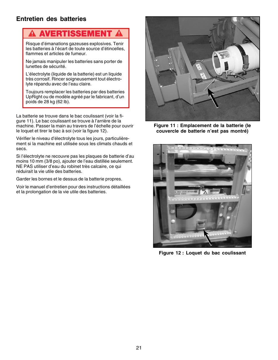 Entretien des batteries | Snorkel XRT33-sn1000-2299CE User Manual | Page 21 / 52