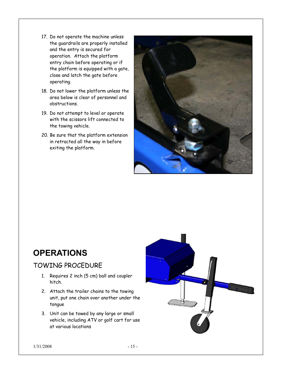 Operations, Towing procedure | Snorkel XT24AL-sn10000+ User Manual | Page 14 / 52