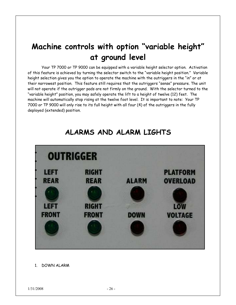 Alarms and alarm lights | Snorkel XT24AL-sn10000+ User Manual | Page 25 / 52