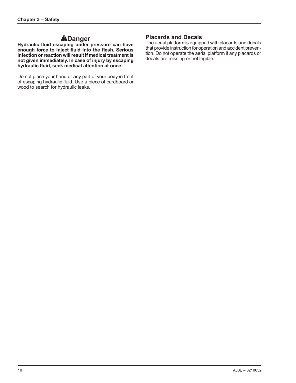 Danger | Snorkel A38E-sn004509+ User Manual | Page 14 / 60