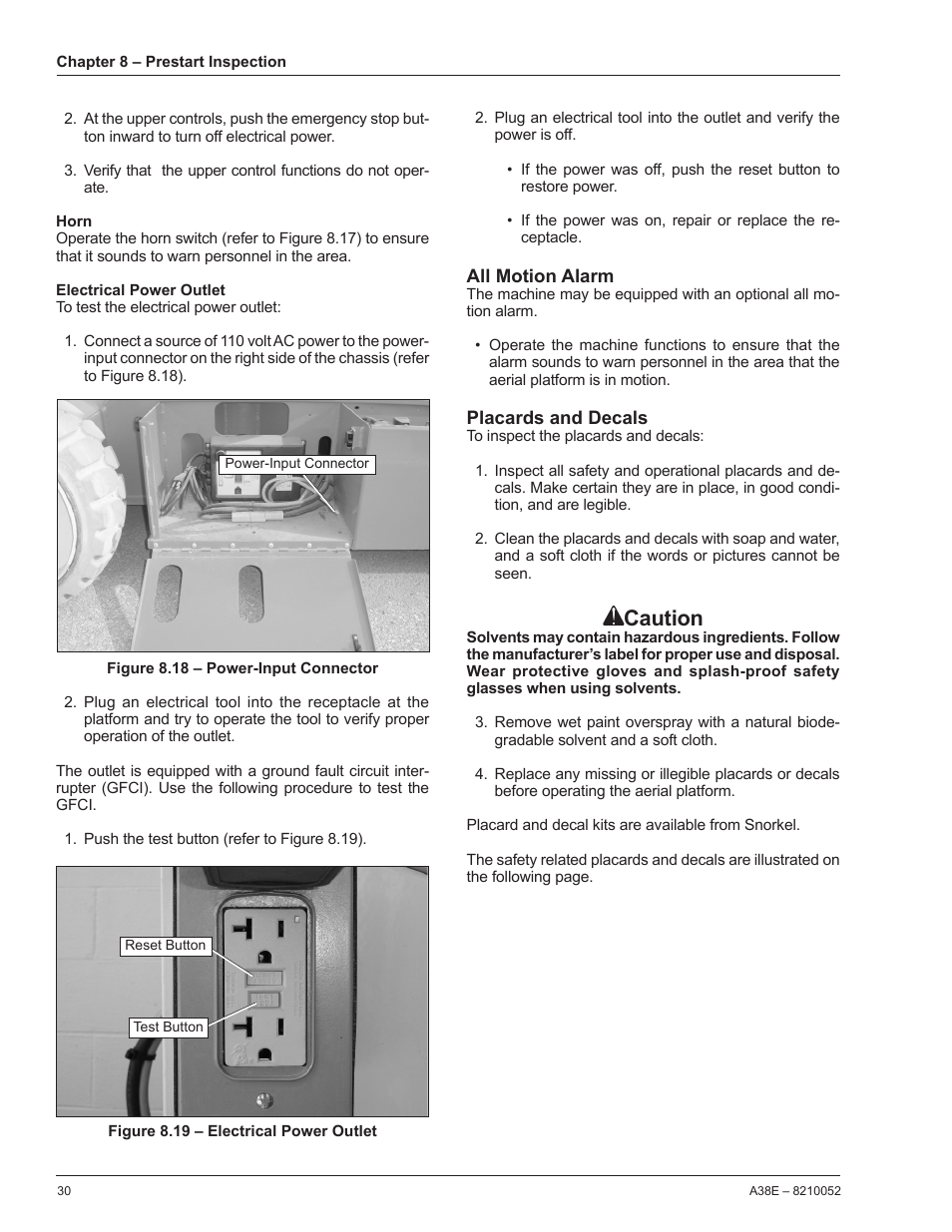 Caution | Snorkel A38E-sn004509+ User Manual | Page 34 / 60