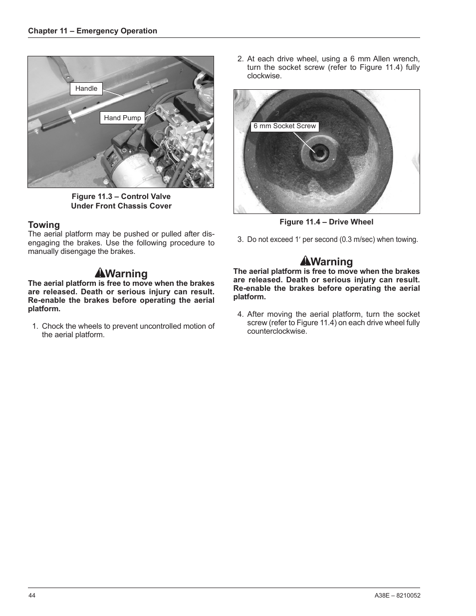 Warning | Snorkel A38E-sn004509+ User Manual | Page 48 / 60