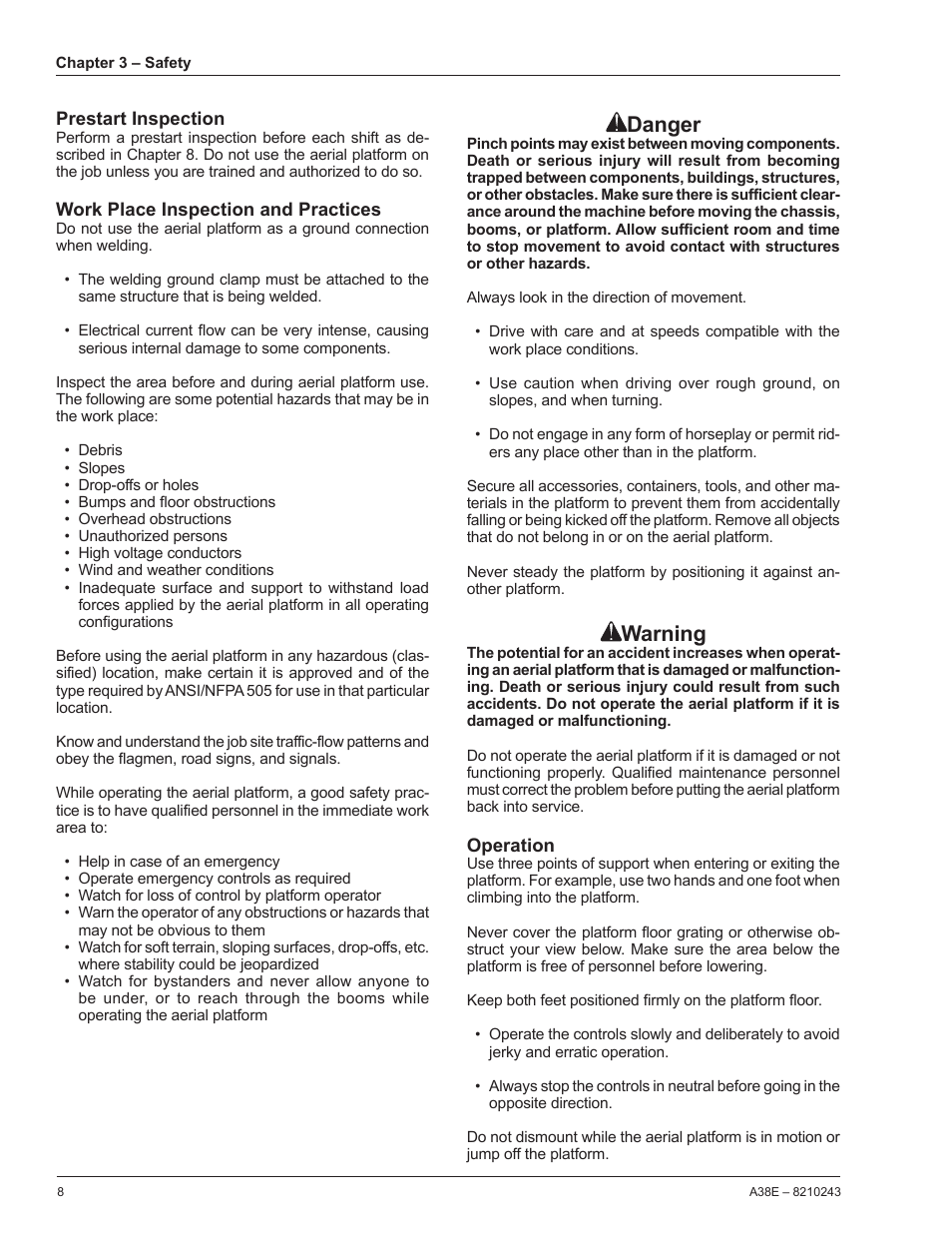 Danger, Warning | Snorkel A38E-sn006001+ User Manual | Page 12 / 58