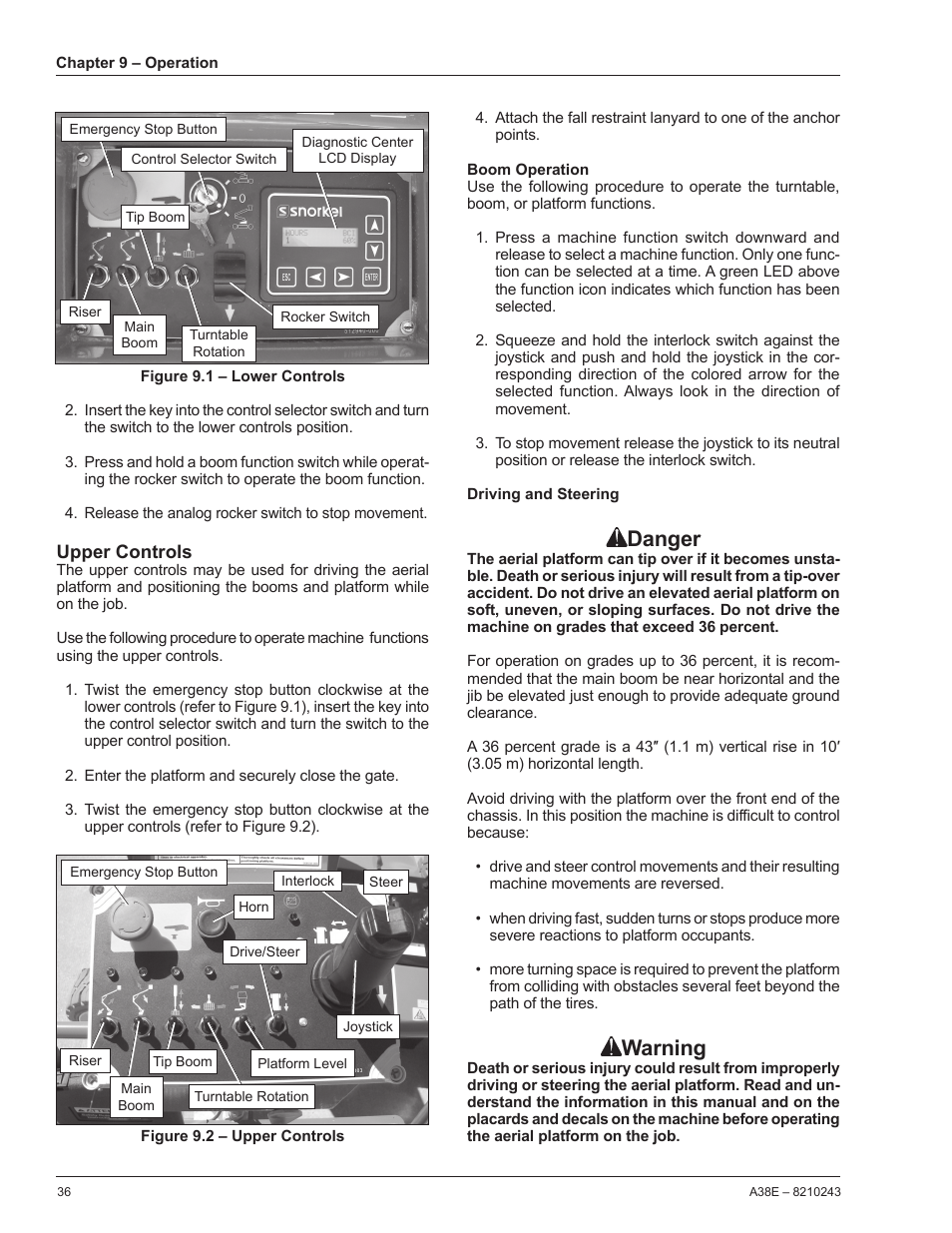 Danger, Warning | Snorkel A38E-sn006001+ User Manual | Page 40 / 58