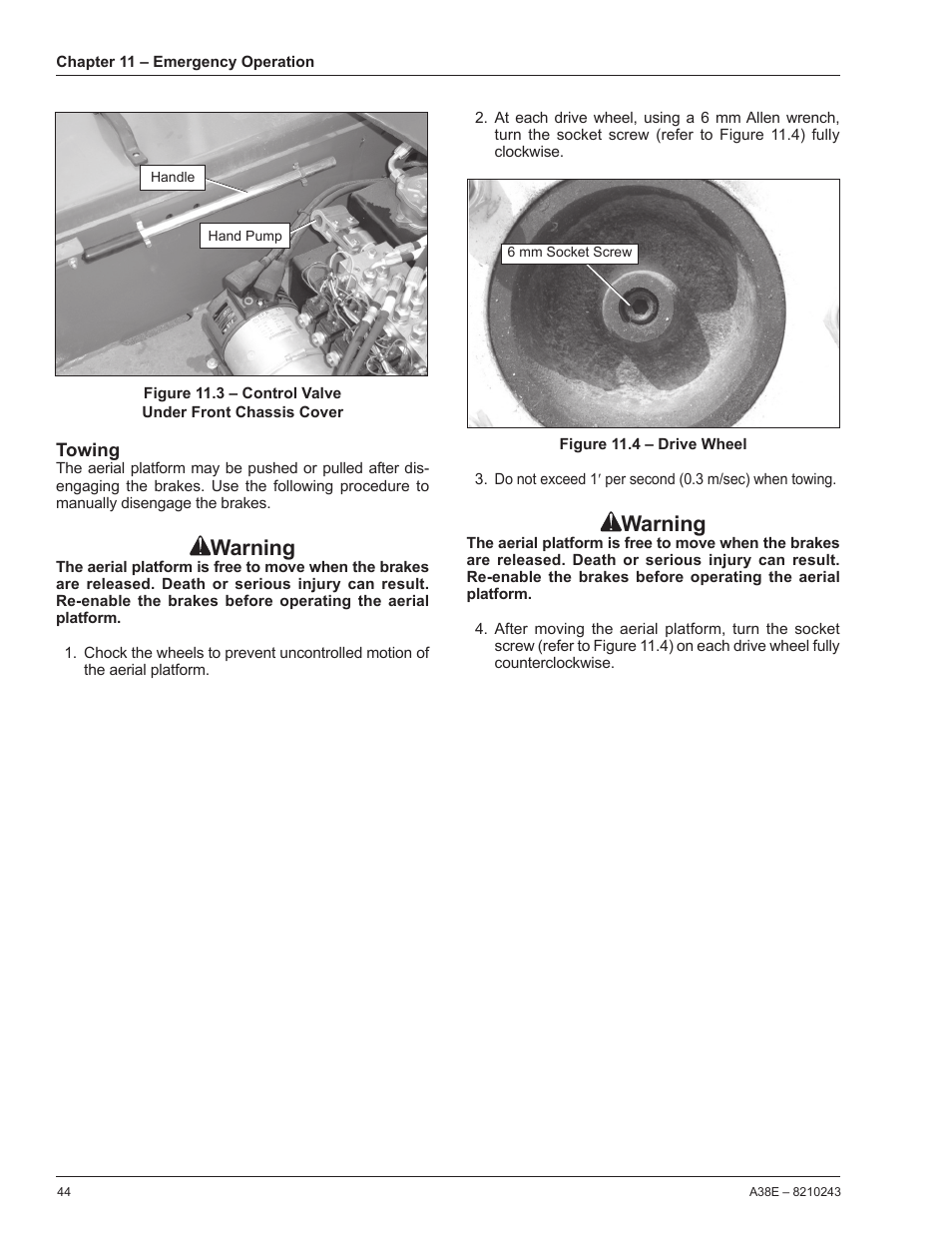 Warning | Snorkel A38E-sn006001+ User Manual | Page 48 / 58