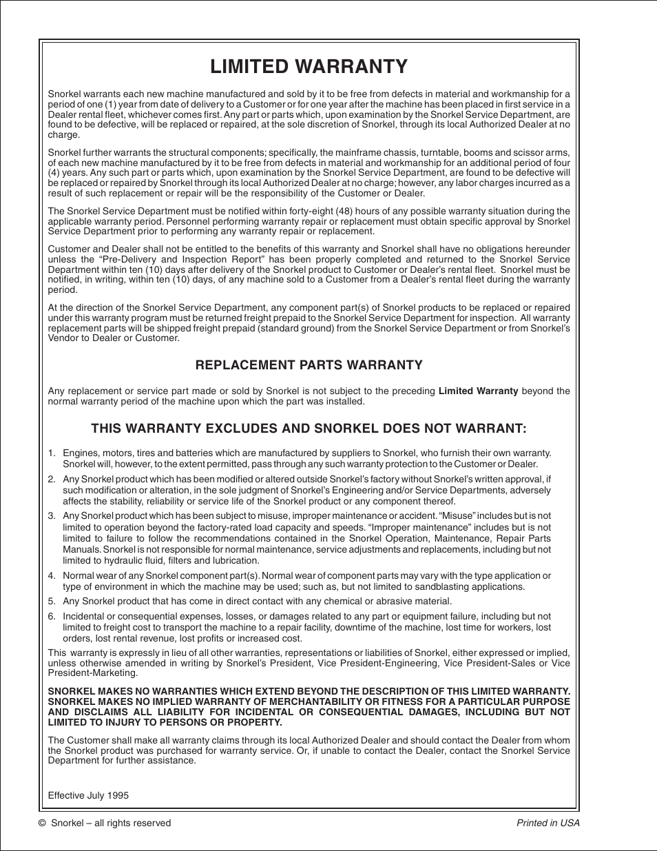 Limited warranty | Snorkel AB46J User Manual | Page 2 / 74
