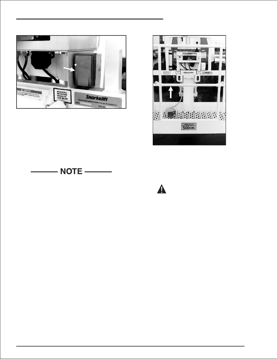 Emergency stop switches 2-4, At ground control box 2-4, At platform control box 2-4 | Flashing lights 2-4, Emergency stop switches, 2-4, Flashing lights, 2-4, Caution | Snorkel AB50J User Manual | Page 22 / 84