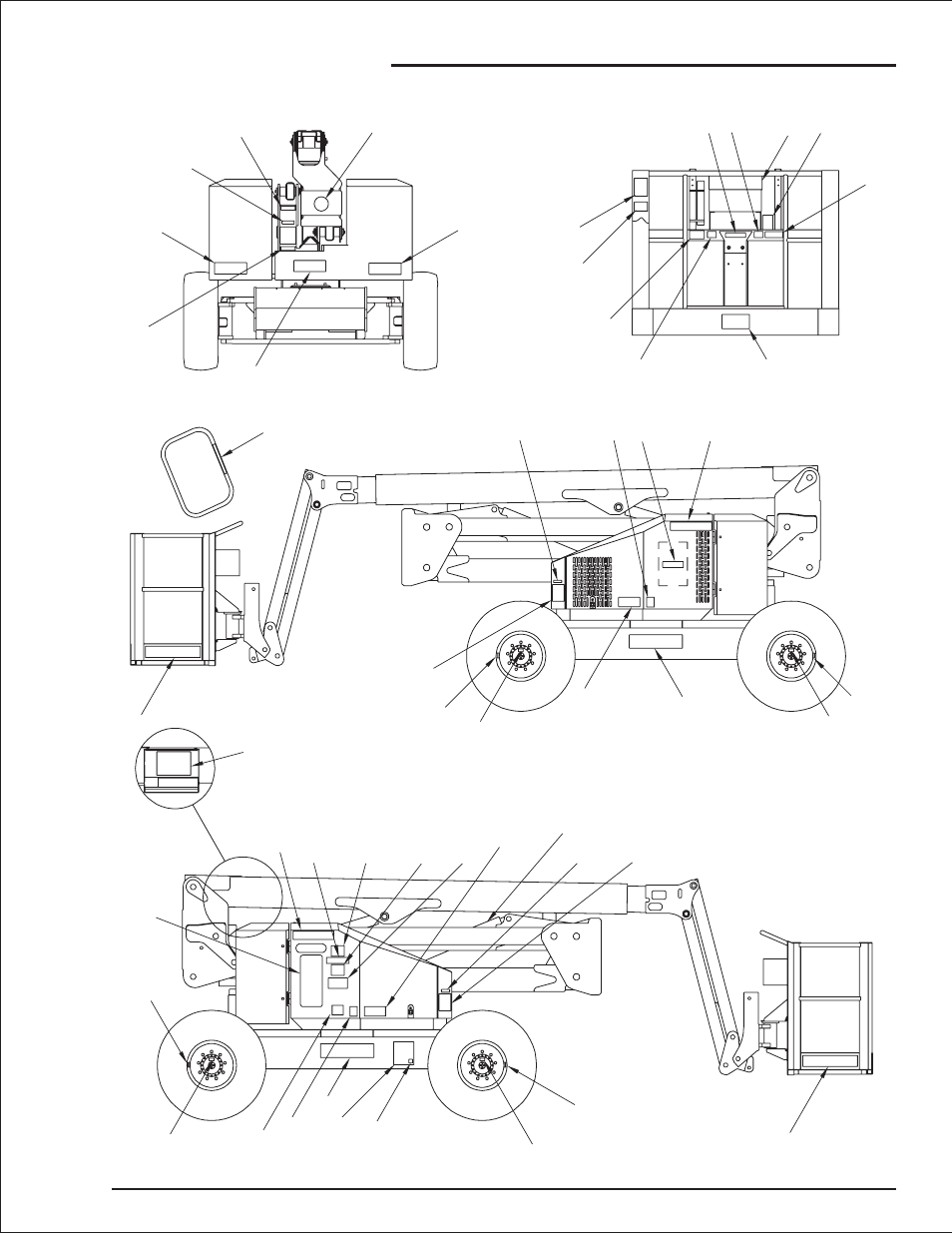 Axle unlocked alarm 7-13, Axle unlocked, 7-13, Tipover hazard light, 7-13 | Axle unlocked alarm -13, Daily inspection and maintenance | Snorkel AB50J User Manual | Page 57 / 84