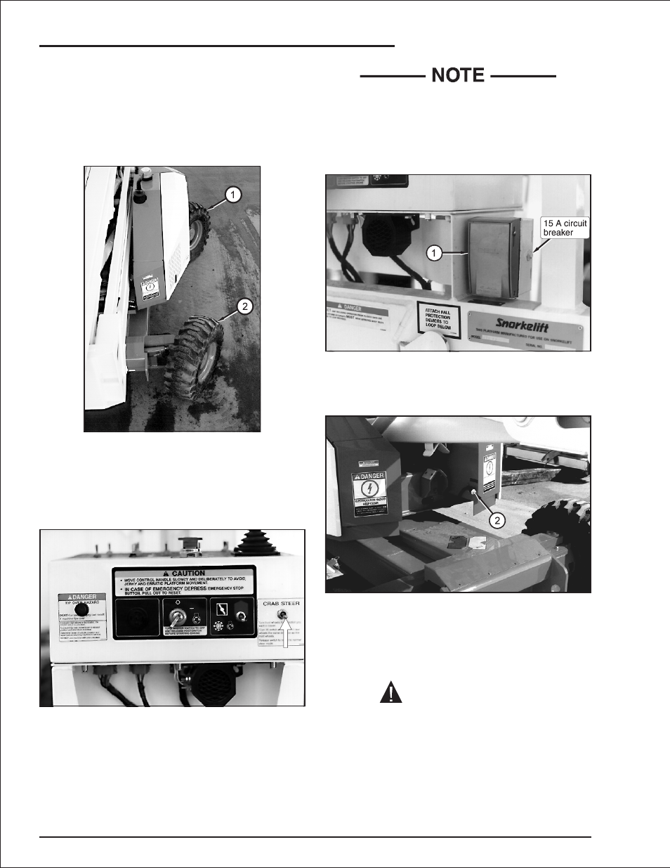 From ground control box 8-6, From platform control box 8-6, From platform control box, 8-6 | Foot switch, 8-6, 8-7, Caution | Snorkel AB50J User Manual | Page 66 / 84
