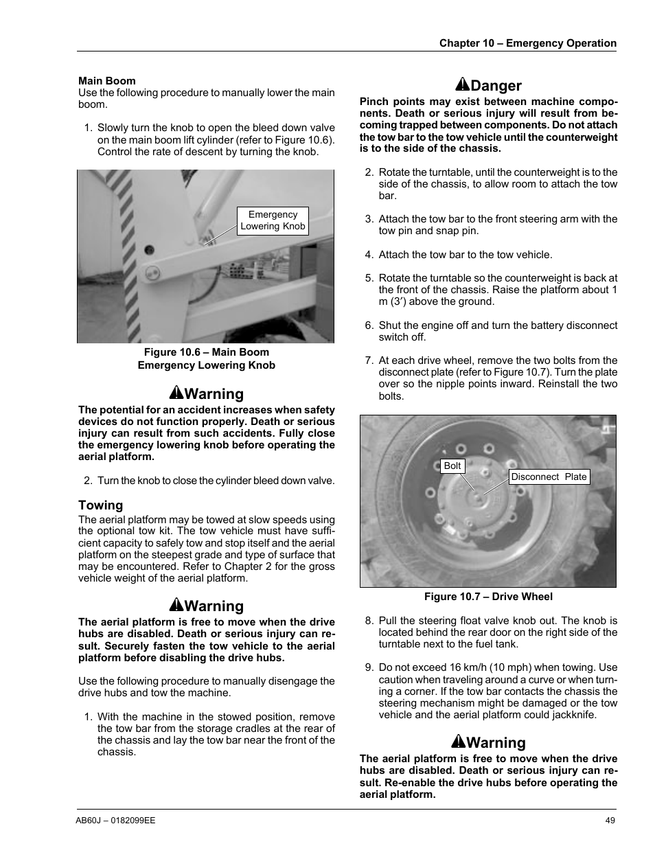 Danger, Warning | Snorkel AB60J CE User Manual | Page 53 / 68