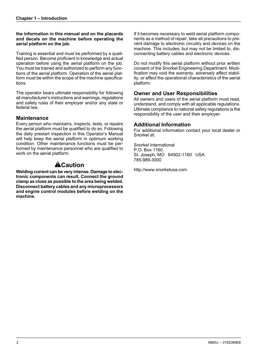 Caution | Snorkel AB60J CE User Manual | Page 6 / 68