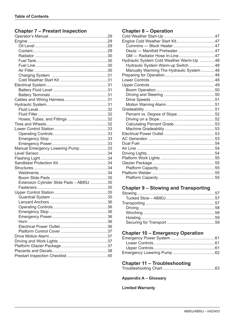Snorkel AB80J User Manual | Page 4 / 80