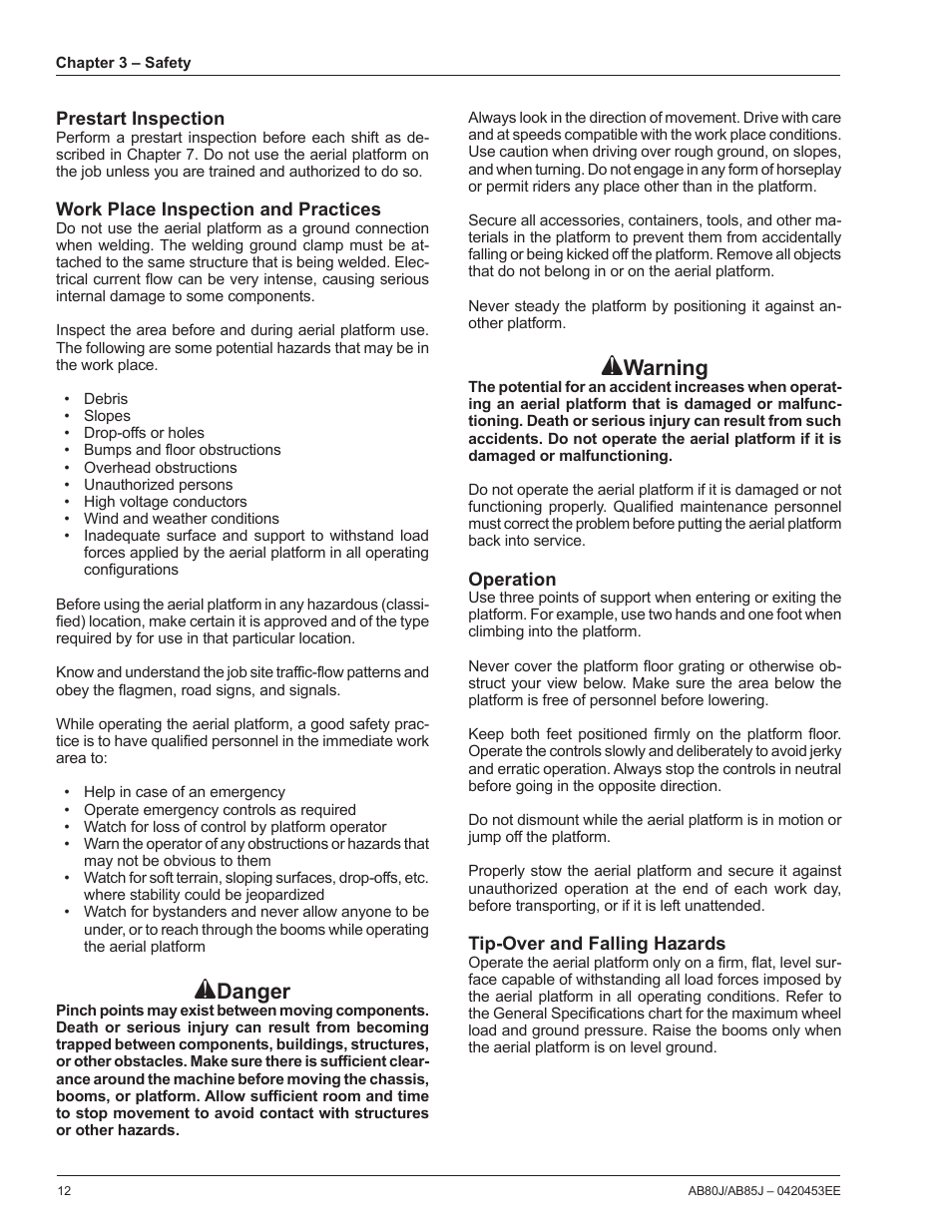 Danger, Warning | Snorkel AB85RJ CE User Manual | Page 16 / 74