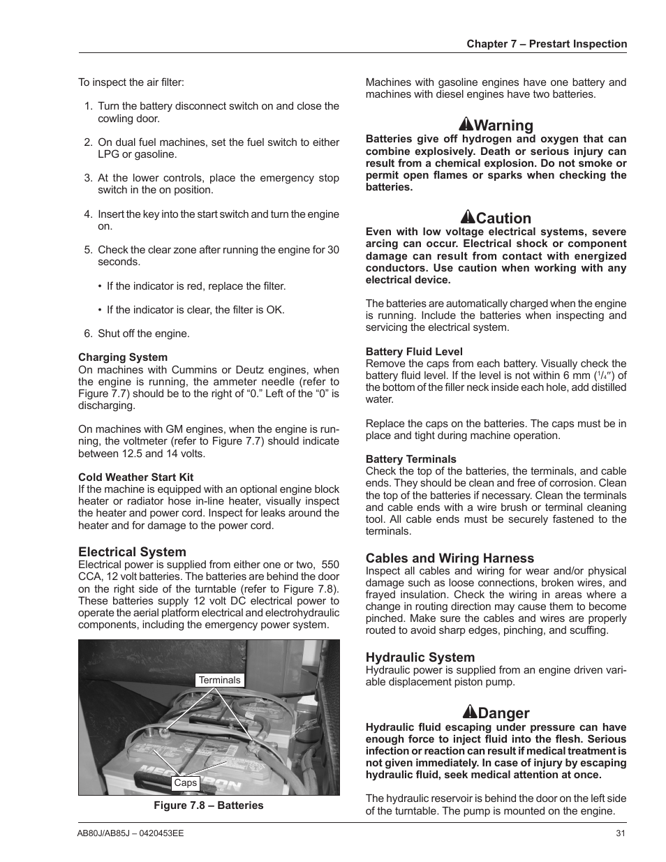 Warning, Caution, Danger | Snorkel AB85RJ CE User Manual | Page 35 / 74