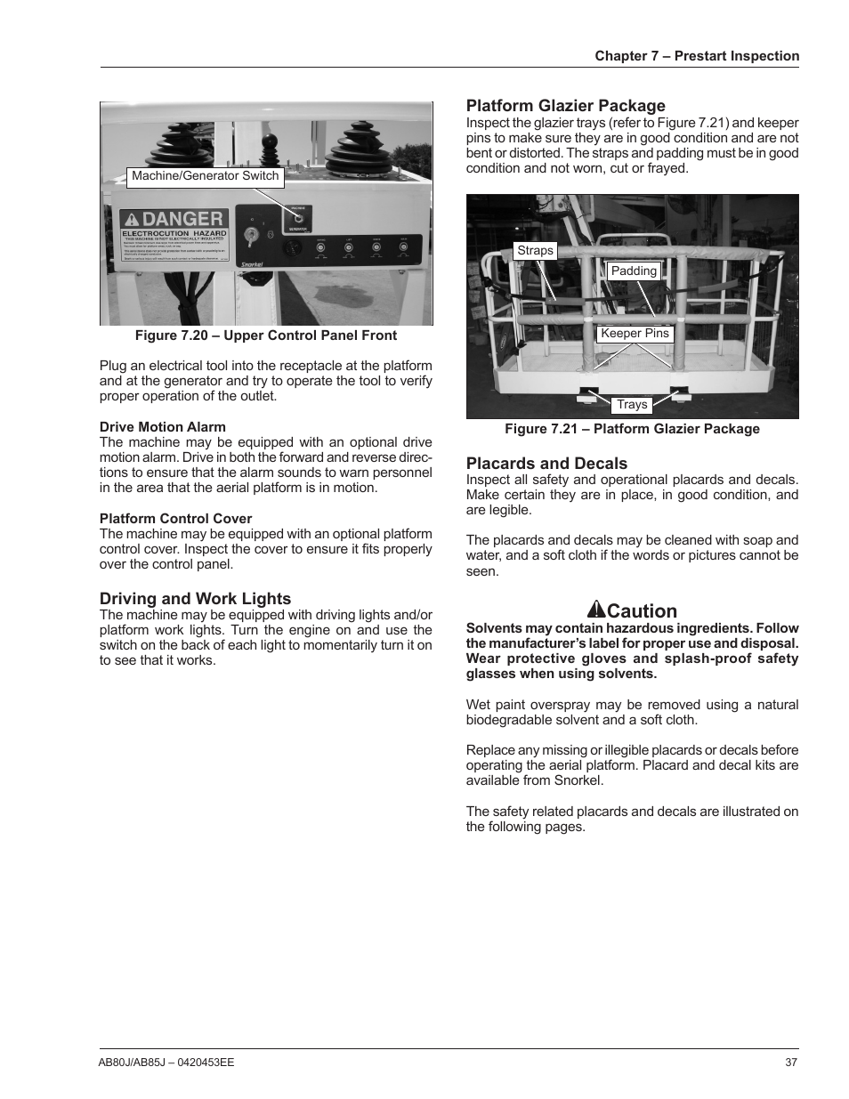 Caution | Snorkel AB85RJ CE User Manual | Page 41 / 74
