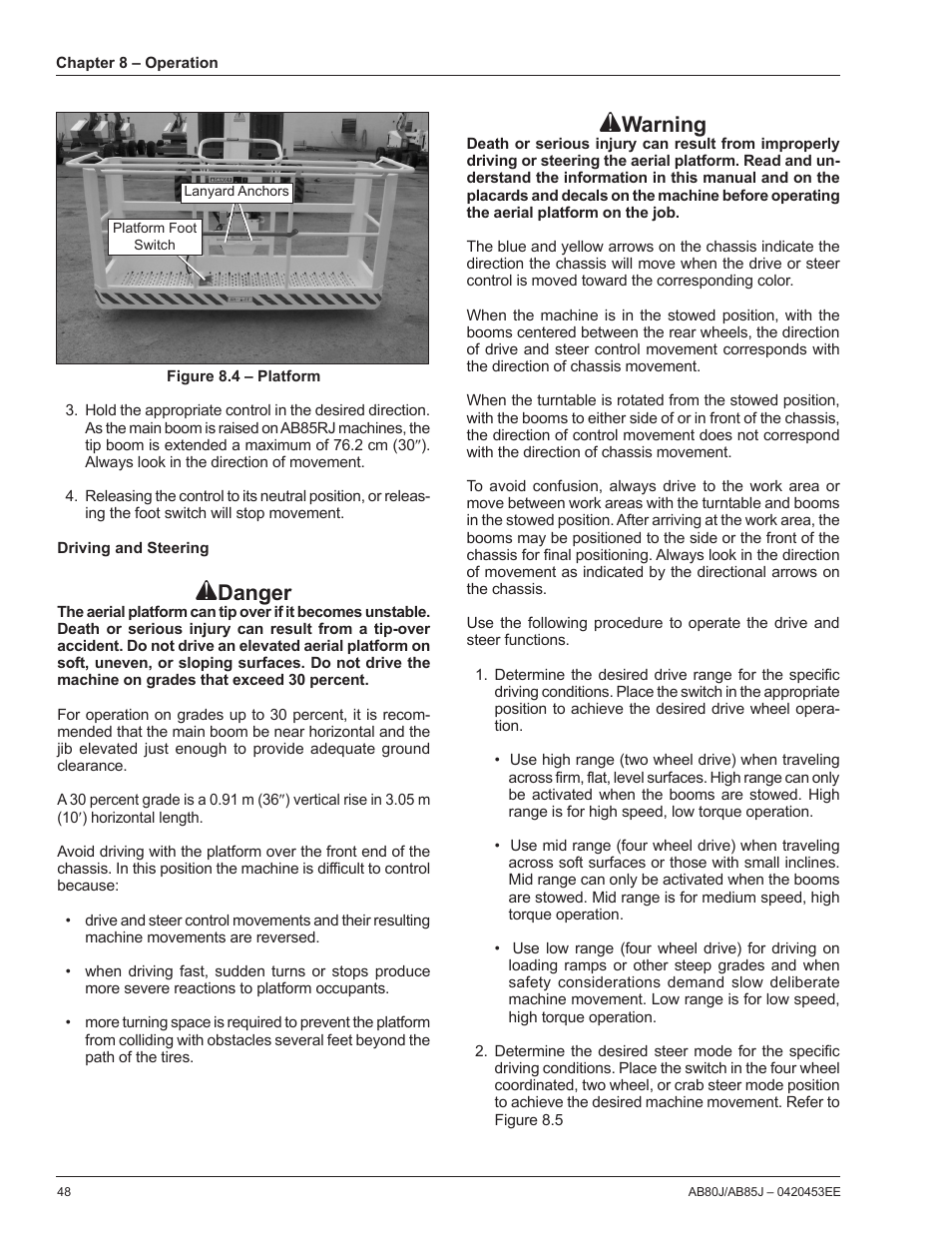 Danger, Warning | Snorkel AB85RJ CE User Manual | Page 52 / 74