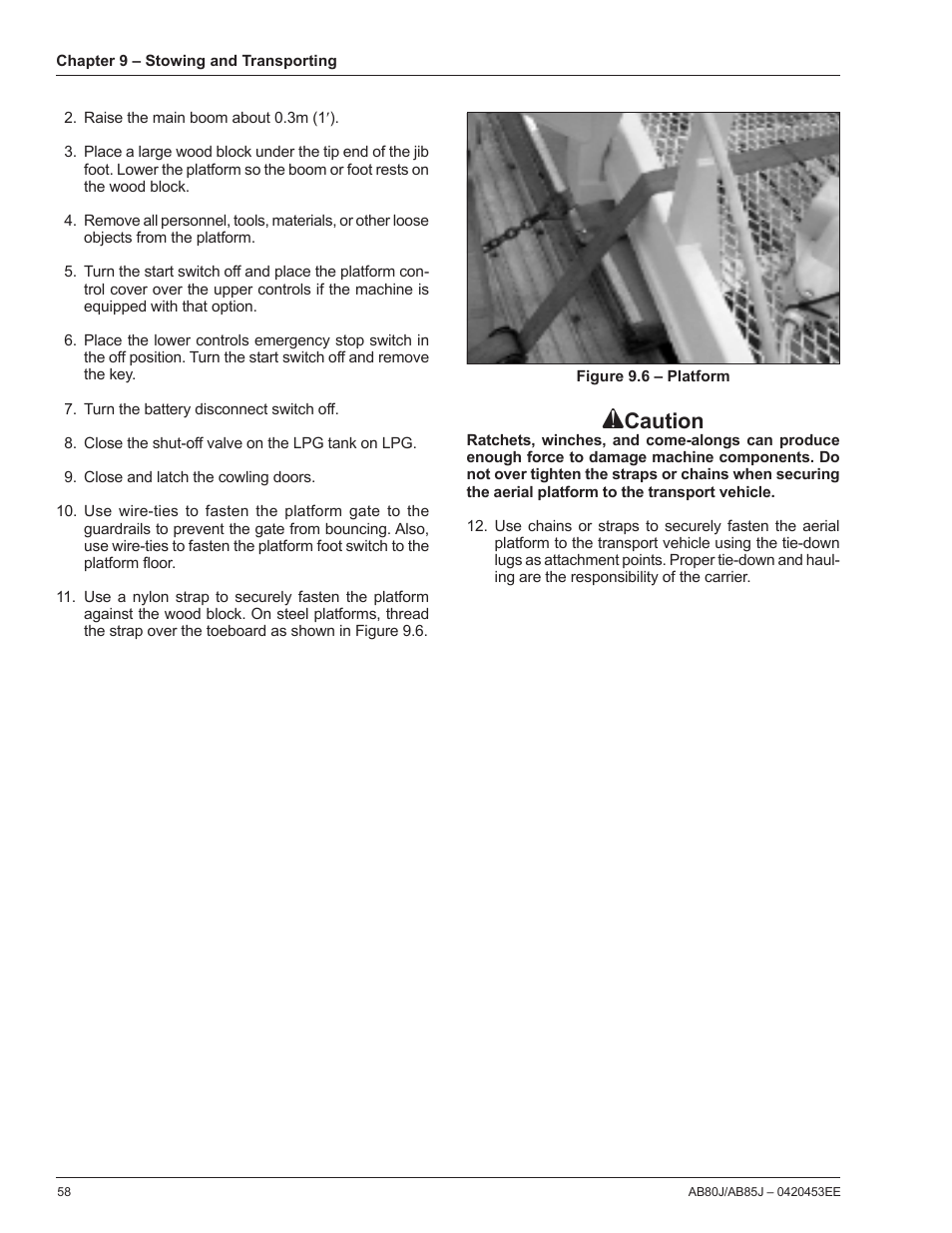 Caution | Snorkel AB85RJ CE User Manual | Page 62 / 74