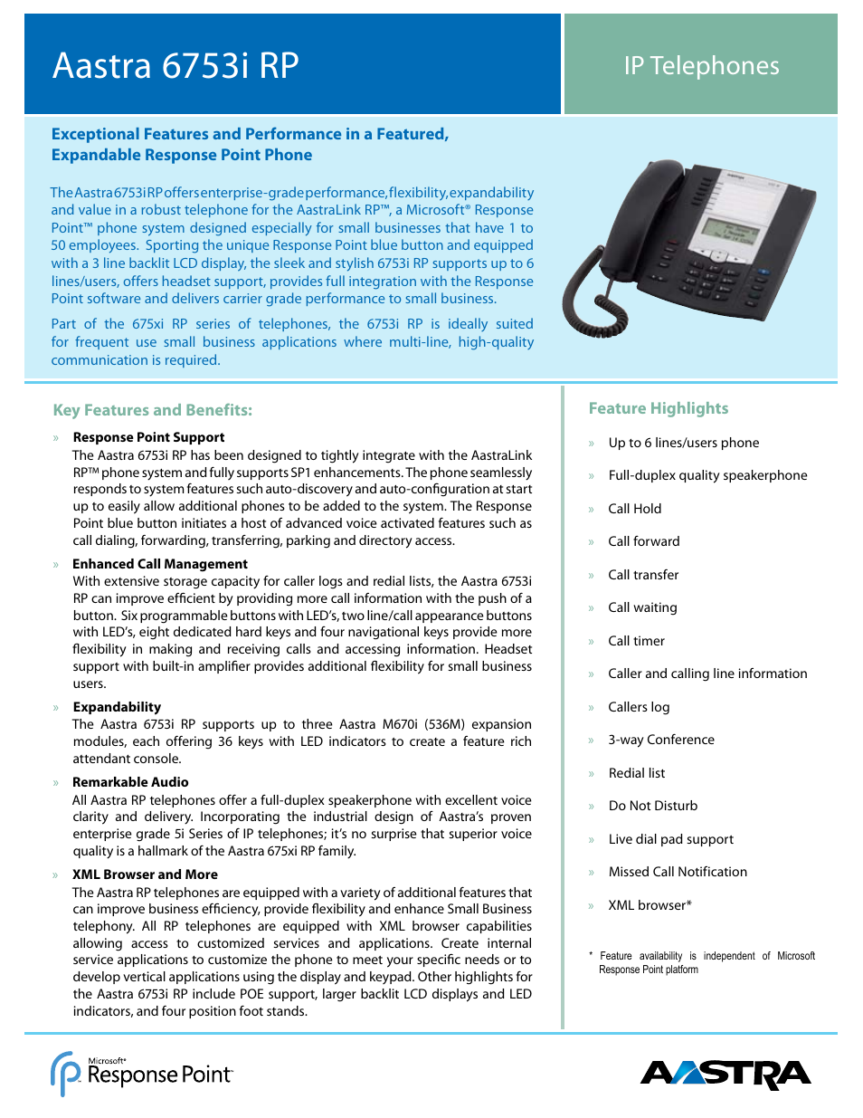 Aastra Telecom AastraLink RP 6753i RP User Manual | 2 pages