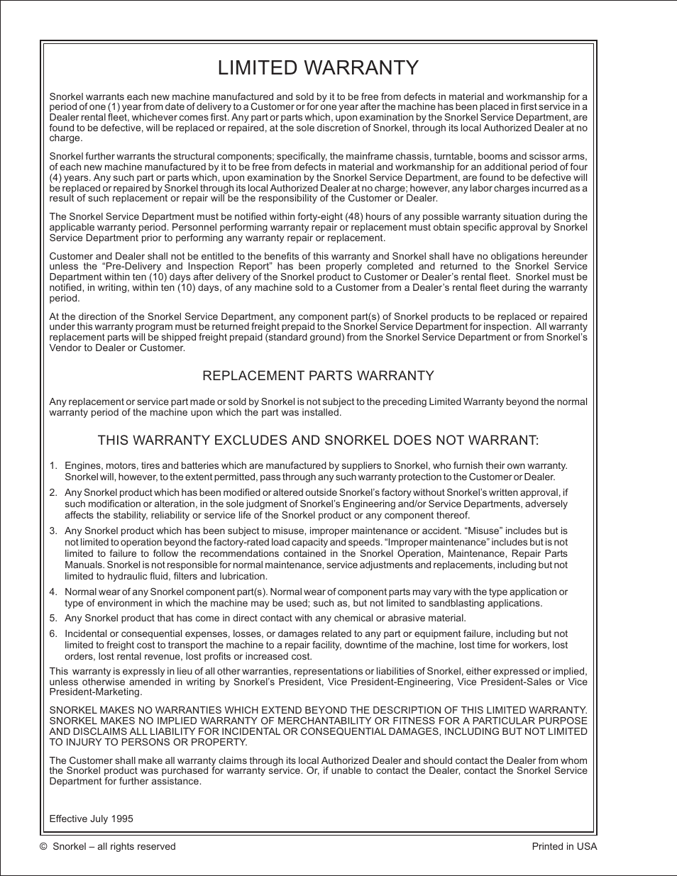 Limited warranty | Snorkel ATB50 CE User Manual | Page 2 / 88