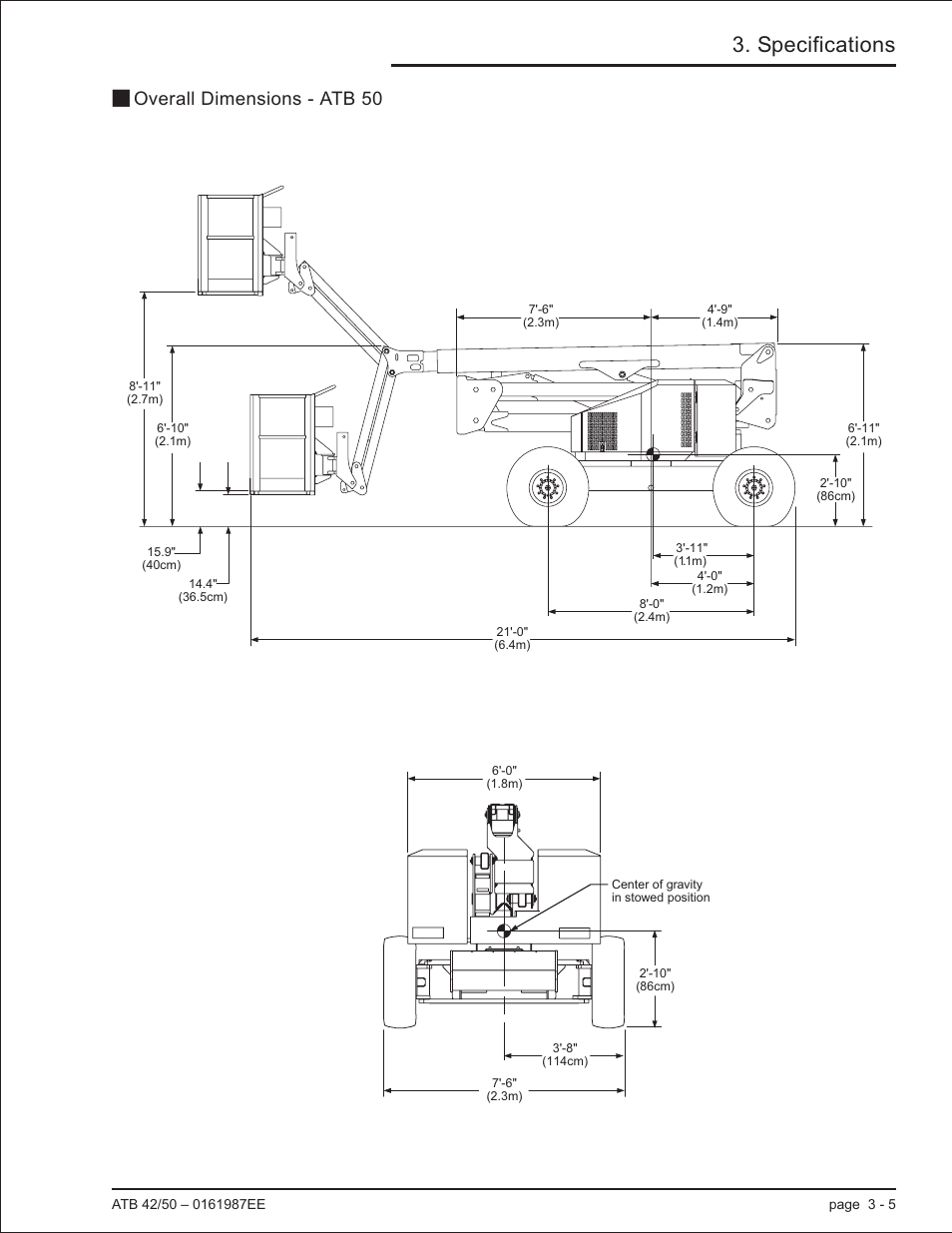 Overall dimensions - atb 50 3-5, Atb 50, 3-5, Overall dimensions - atb 50 -5 | Specifications, Soverall dimensions - atb 50 | Snorkel ATB50 CE User Manual | Page 31 / 88