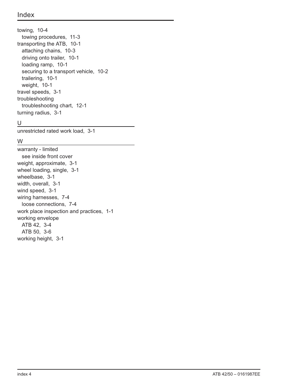 Index | Snorkel ATB50 CE User Manual | Page 86 / 88