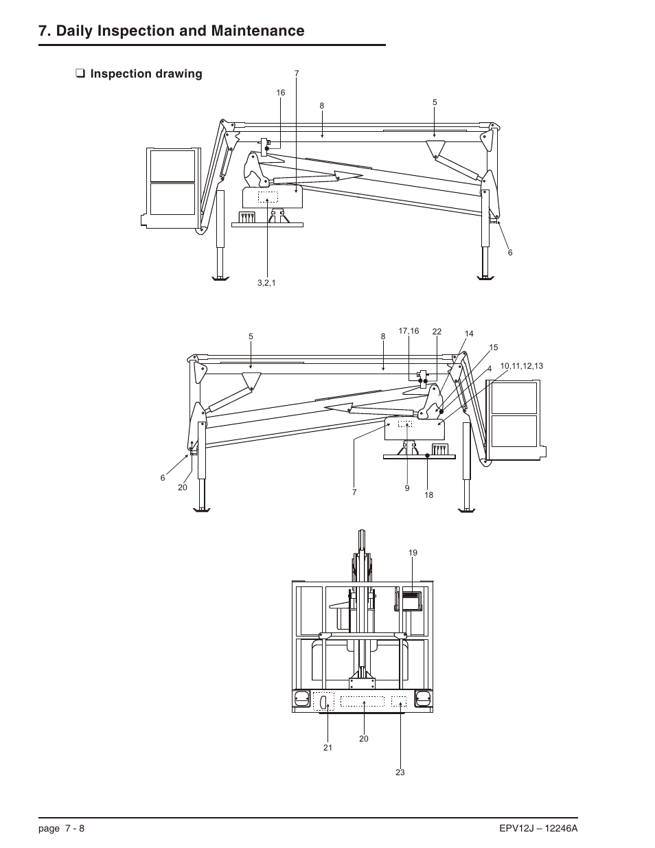 Inspection drawing 7-8, Inspection drawing, 7-8, Inspection drawing -8 | Daily inspection and maintenance, Inspection drawing | Snorkel EPV12J User Manual | Page 44 / 65