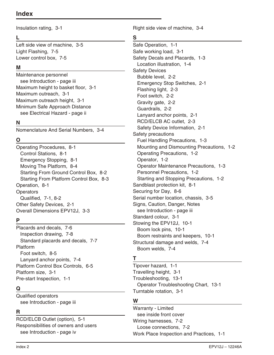 Index | Snorkel EPV12J User Manual | Page 64 / 65