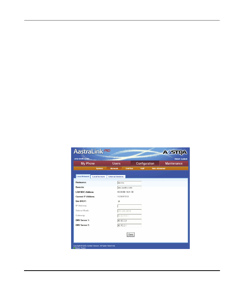 Configuring network settings | Aastra Telecom AastraLink Pro 160 User Manual | Page 131 / 360