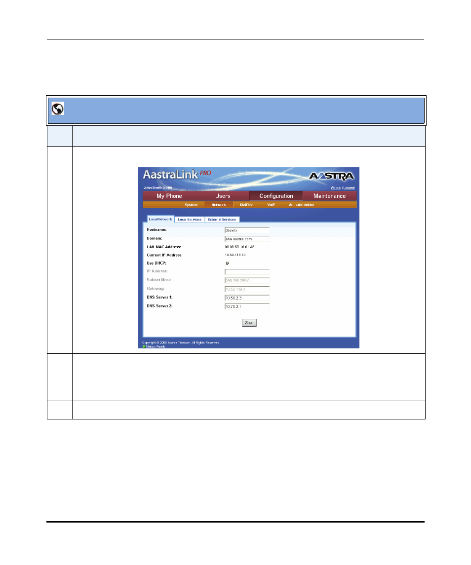 Aastralink web ui | Aastra Telecom AastraLink Pro 160 User Manual | Page 134 / 360