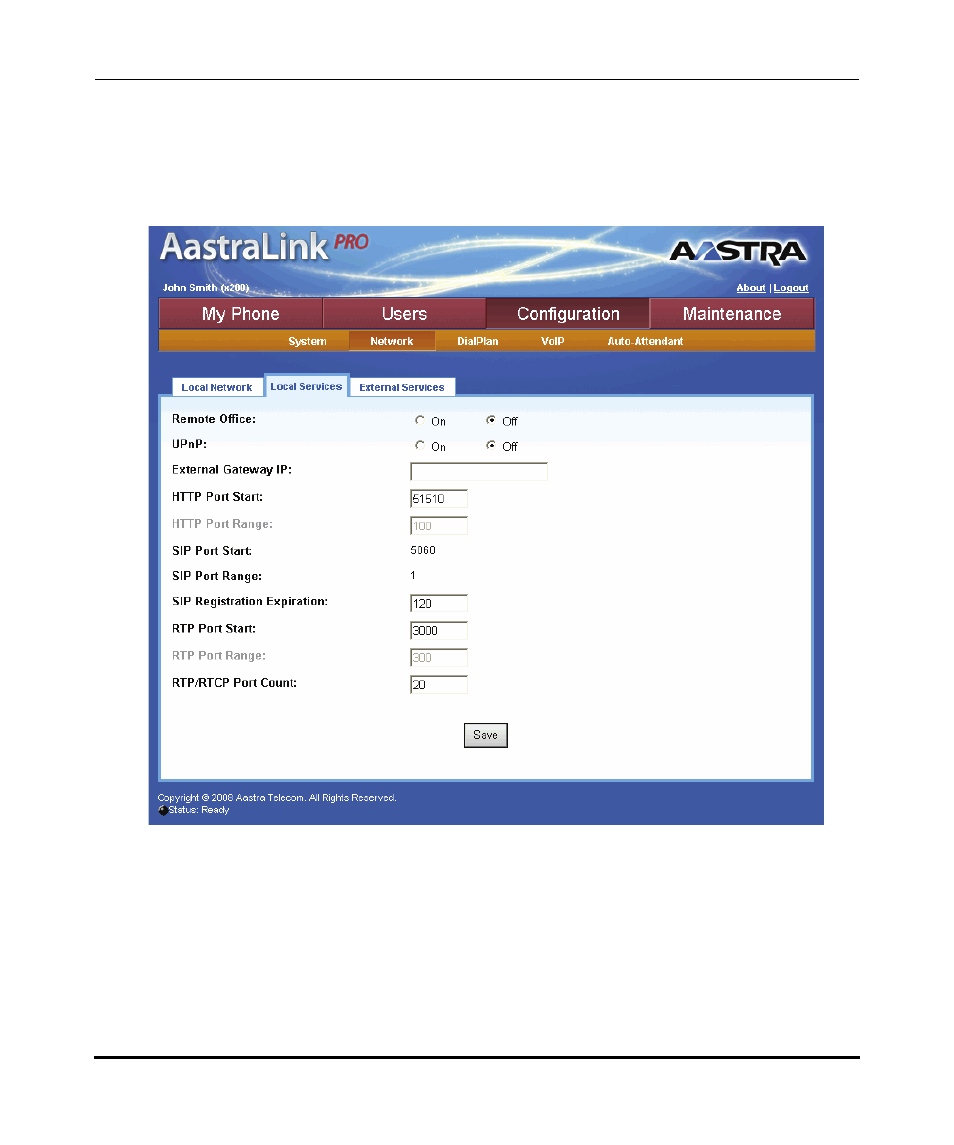 Editing local service settings | Aastra Telecom AastraLink Pro 160 User Manual | Page 136 / 360