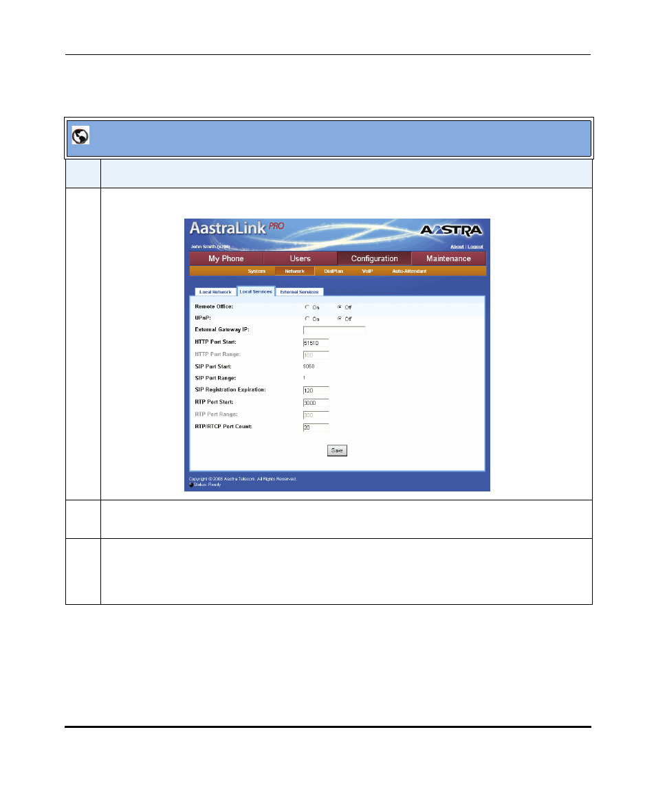 Aastralink web ui | Aastra Telecom AastraLink Pro 160 User Manual | Page 142 / 360