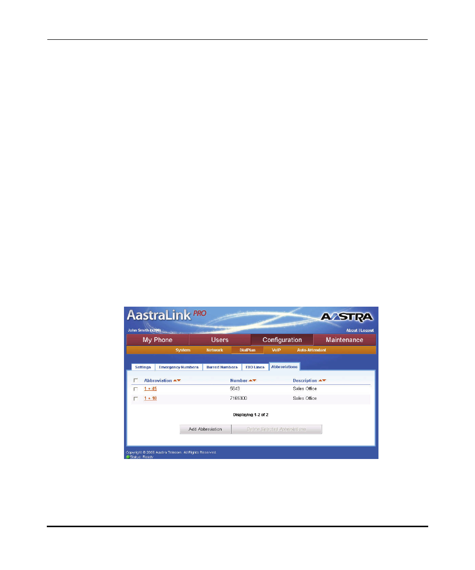 Configuring abbreviations | Aastra Telecom AastraLink Pro 160 User Manual | Page 177 / 360