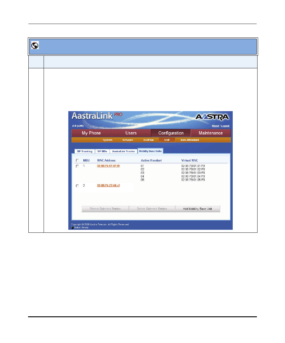 Aastralink web ui | Aastra Telecom AastraLink Pro 160 User Manual | Page 212 / 360