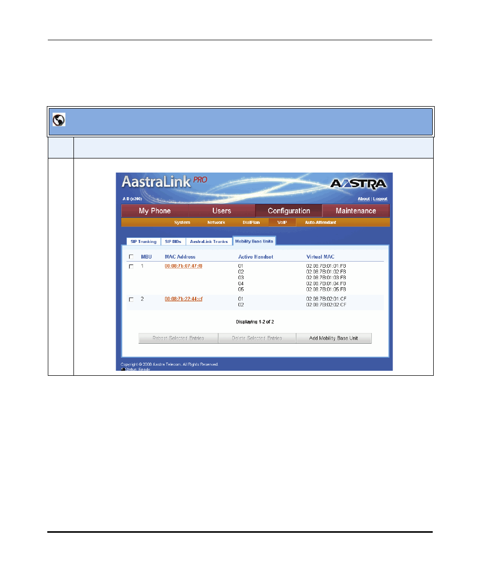Aastralink web ui | Aastra Telecom AastraLink Pro 160 User Manual | Page 218 / 360