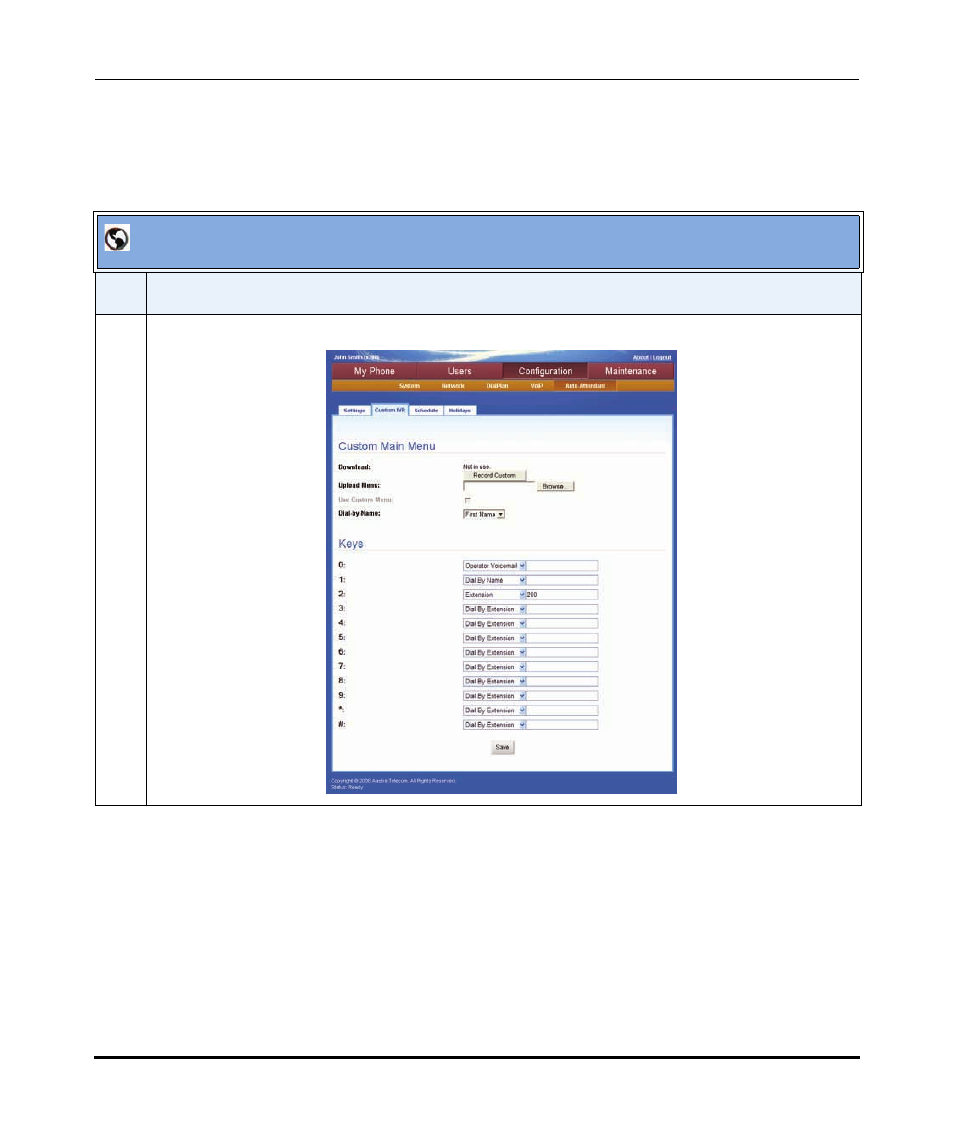 Configuring a custom ivr, Aastralink web ui | Aastra Telecom AastraLink Pro 160 User Manual | Page 233 / 360