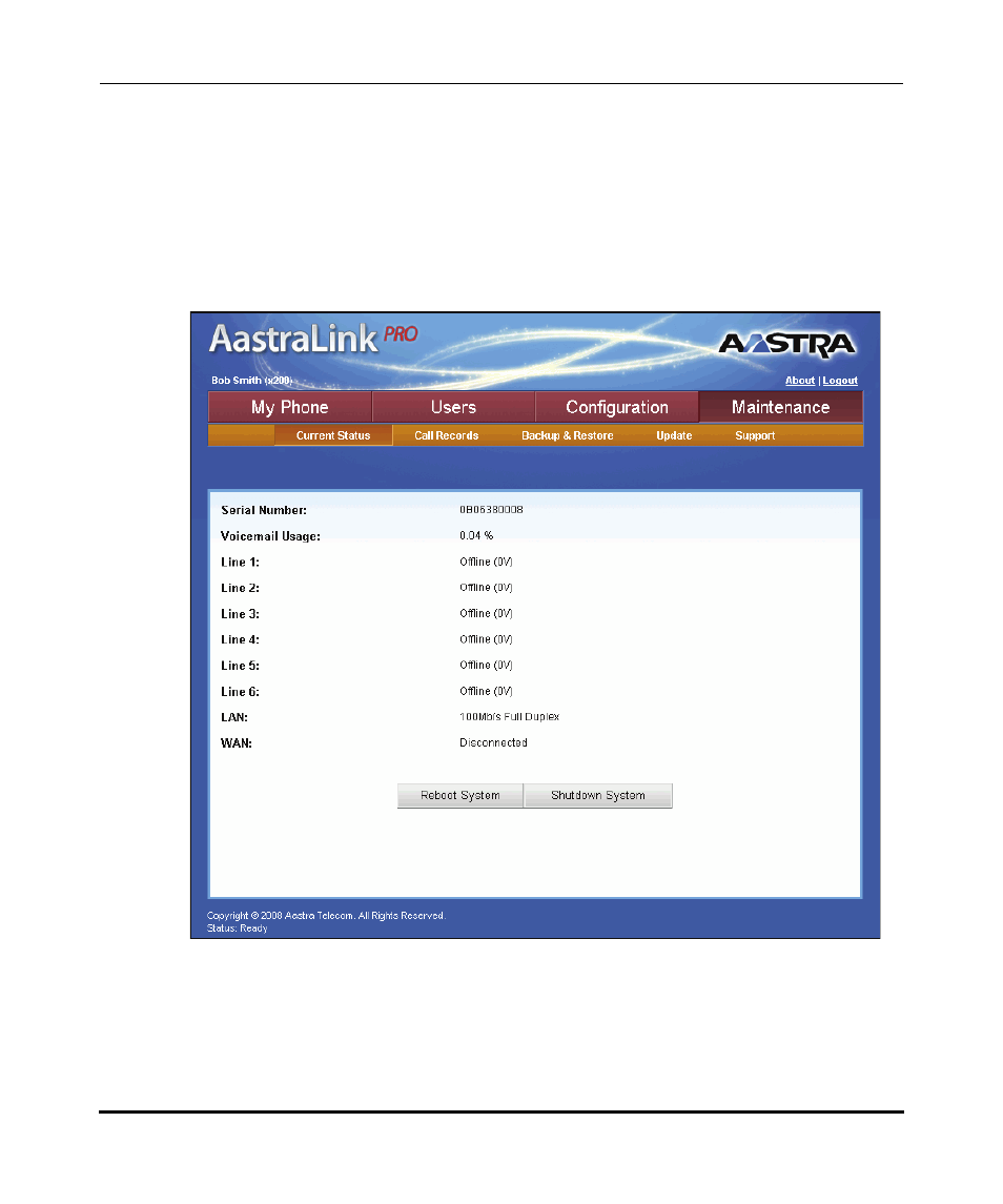 Accessing the maintenance menu | Aastra Telecom AastraLink Pro 160 User Manual | Page 251 / 360