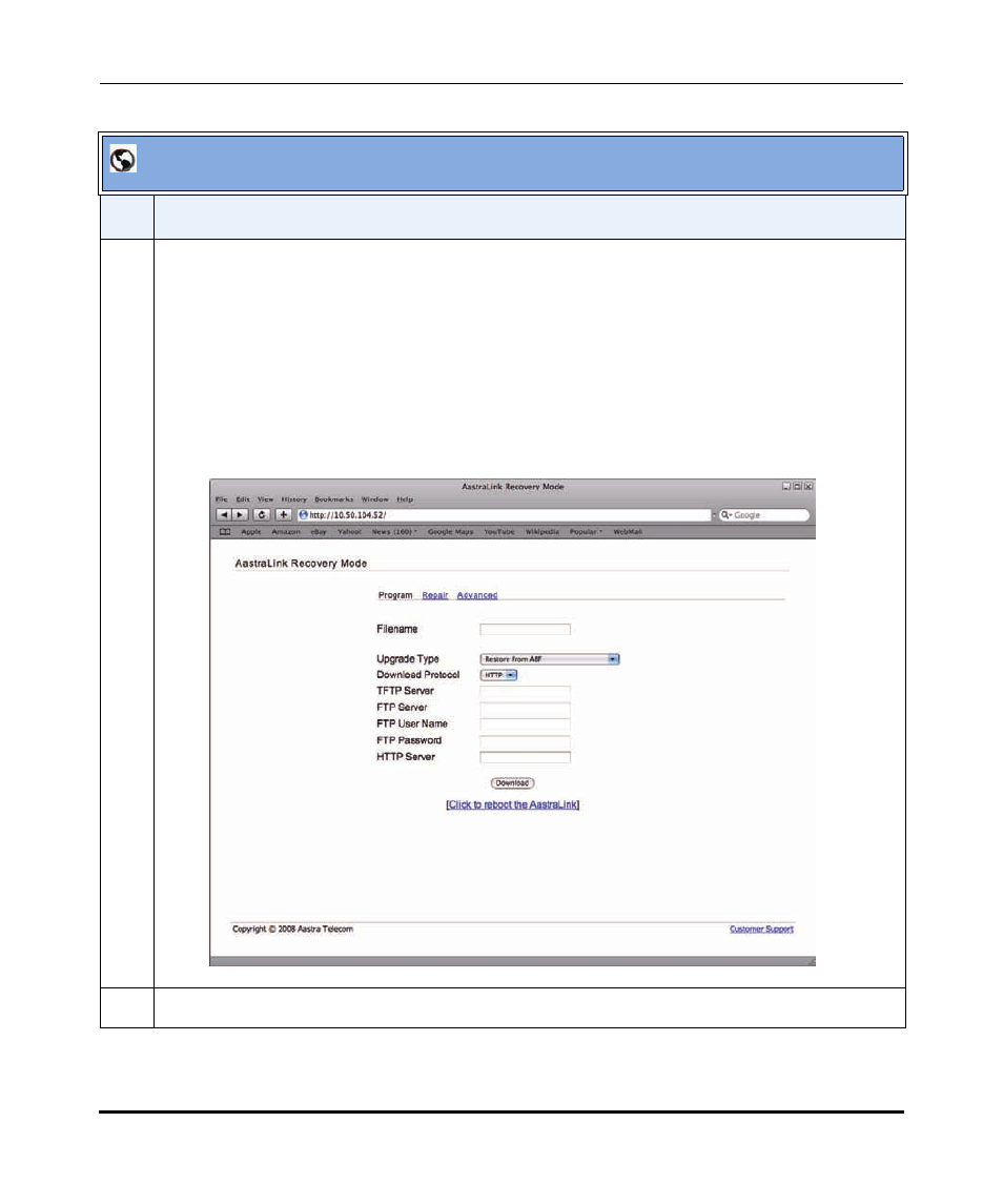 Aastralink recovery ui | Aastra Telecom AastraLink Pro 160 User Manual | Page 306 / 360