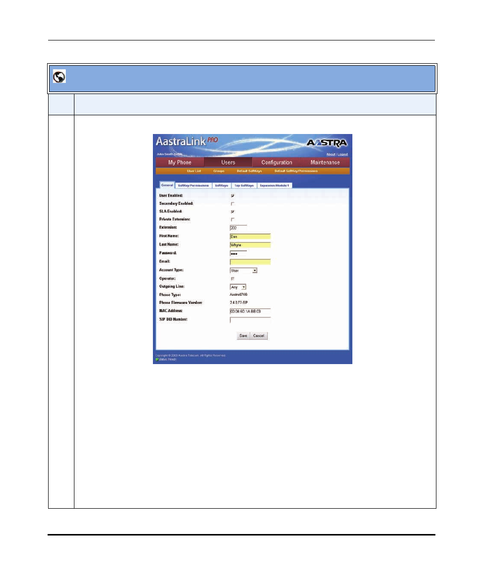Aastralink web ui | Aastra Telecom AastraLink Pro 160 User Manual | Page 62 / 360