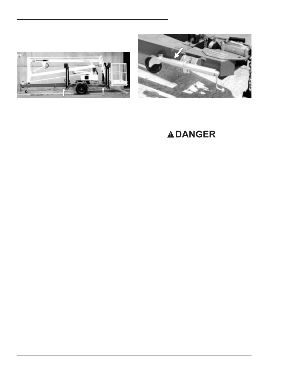 Securing to a transport vehicle 10-2, Towing 10-2, Forklift points 10-2 | Forklift points, 10-2, Towing, 10-2, Bolt, d-clamp or attaching device, 10-2, Covers and debris, 10-2, Jockey wheel, 10-2, Latching mechanism, 10-2, Rated speed, 10-2 | Snorkel MHP34J(Bi-Energy Option) User Manual | Page 54 / 67
