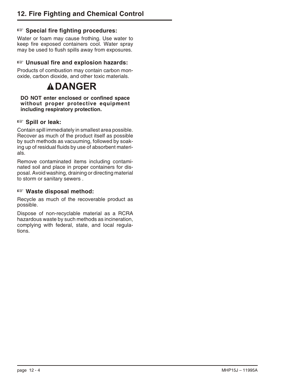 Danger | Snorkel MHP15J User Manual | Page 64 / 70